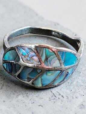 Vintage Abalone Leaf Ring